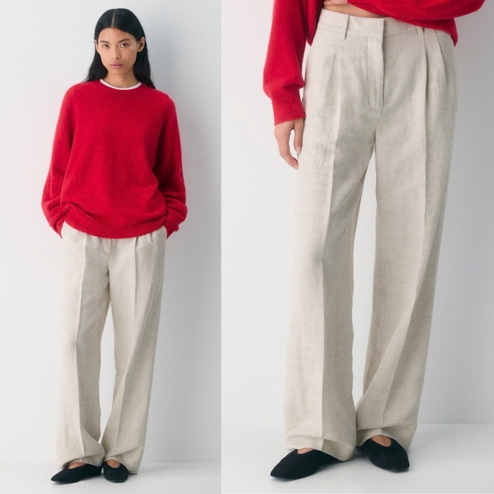Aritzia- The Effortless Pant CruiseLinen Size 10 Natural Ecru Wide Leg Trousers